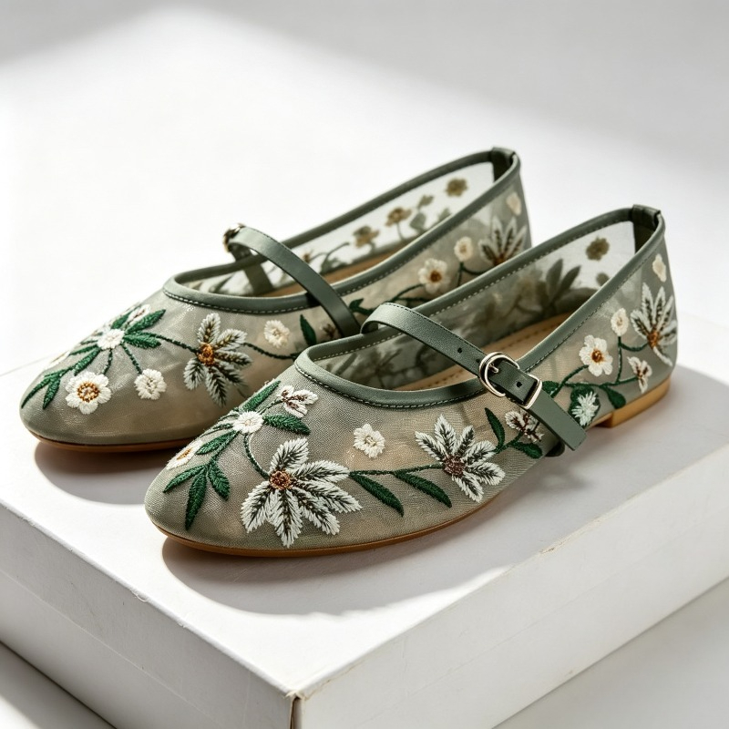 Ethnic Fashion Brands - Maille brodée loisirs ballerines femmes respirant