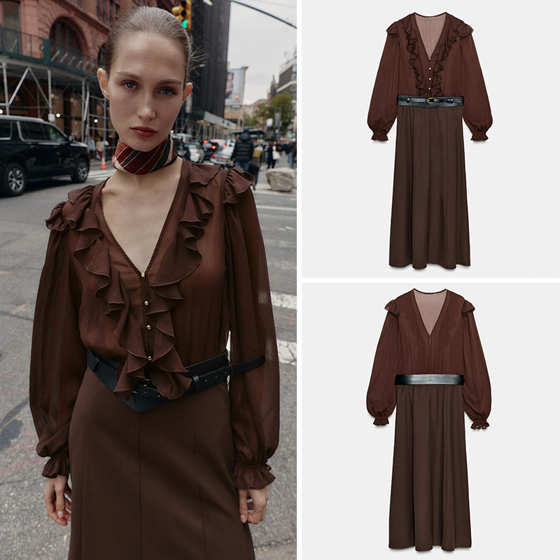 Ethnic Fashion Dress - Nouvelle Robe Midi Élégante à Col