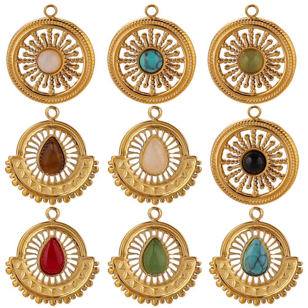 Ethnic Fashion Accessories - Lot de 4 pendentifs éventail en