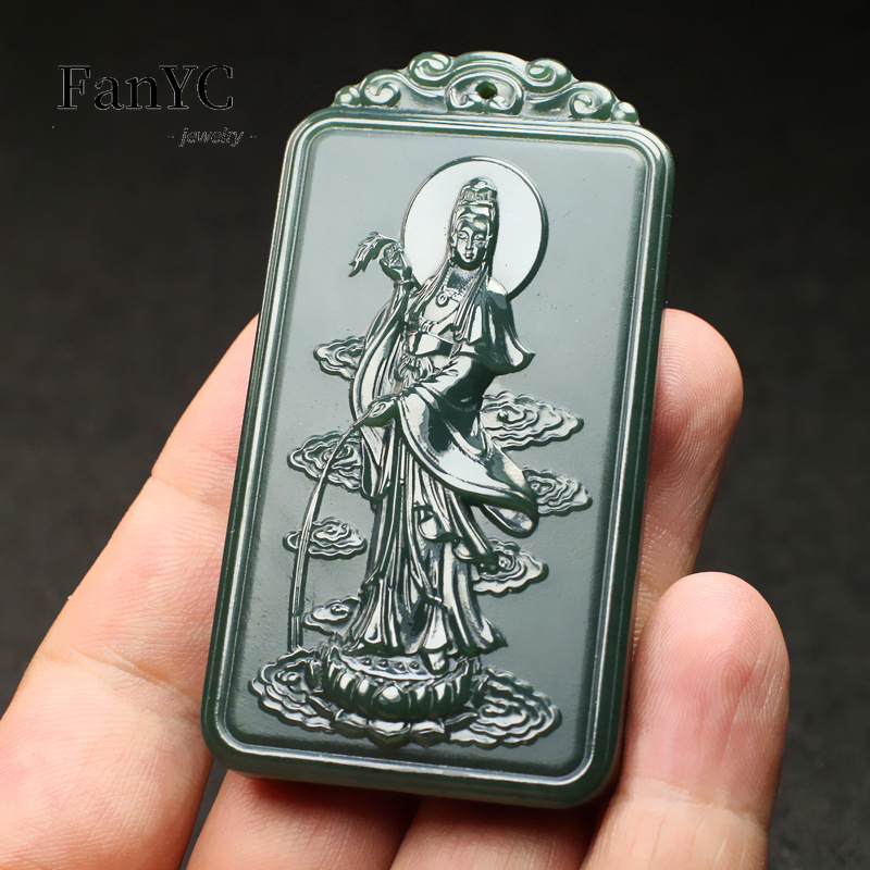 Collier Guanyin sculpté à la m - Ethnic Fashion For Men avis et prix